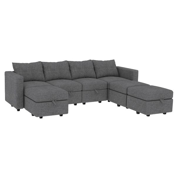 Livelylodge Modern L-Shaped Modular Sectional Sofa, Polyester Upholstery With Sturdy Wooden Frame, Comfortable Couch For Living Room Or Office, Space-Saving Design 109''L X 78''W X 34''H_voghion.com