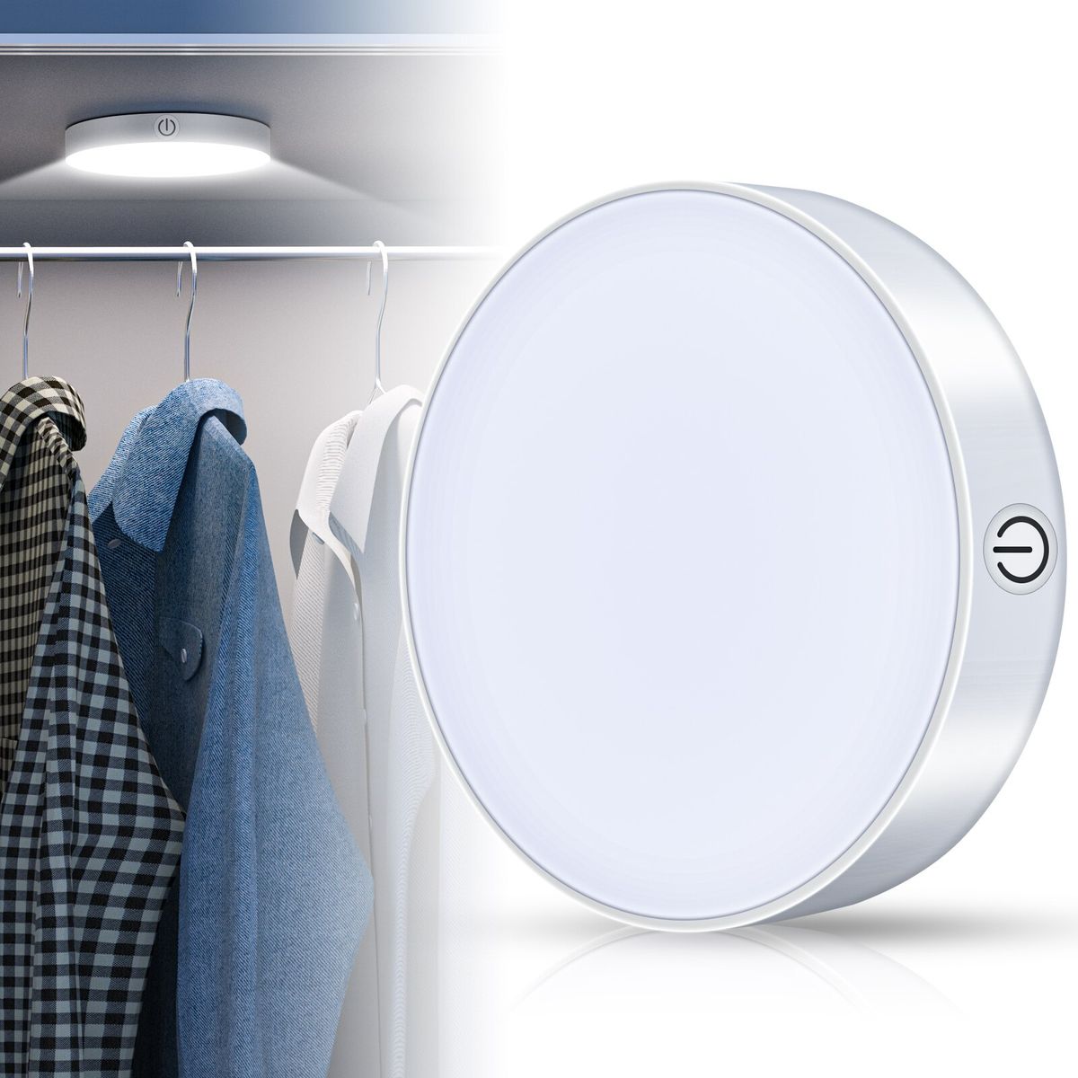 Touch-Nachtlicht, dimmbares weißes Licht, eingebauter 1000-mAh-Akku, wiederaufladbar für Arbeitszimmer, Schlafzimmer, Schrank, Kleiderschrank, LED-Pucklicht_voghion.com