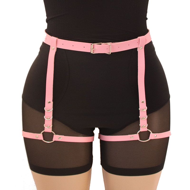 Punk originele PU-riem, eigen lederwarenfabriek produceert nachtclubbeenlussen, buikbanden en banden_voghion.com