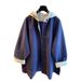 Korean Color-Block Patchwork Hooded Trench Coat For Women, Mid-Length, New Early Autumn Loose Slimming High-End Top_voghion.com