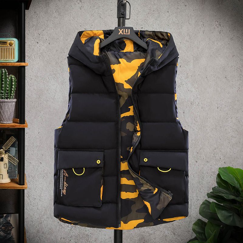 Men's Clothing Double-sided vest men's autumn and winter new  version of the trend loose vest warm down cotton vest male student jacket_voghion.com