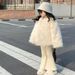 Girls' Faux Fox Fur Coat – Premium Winter Jacket With Plush Lining & Hidden Snaps (90-150cm, Beige/Camel)_voghion.com