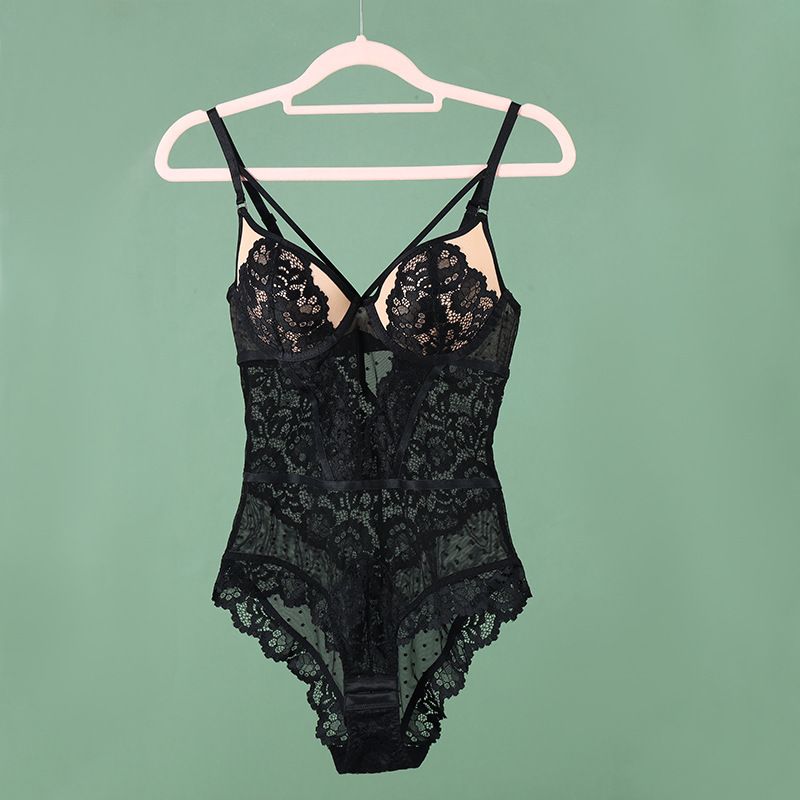 Γυναικεία ρούχα Γαλλικού στυλ μονοκόμματη σέξι λεπτή βαμβακερή δαντέλα μονοκόμματο κορσέ πανέμορφη πλάτης push-up μικροσχηματίζοντας μονοκόμματο_voghion.com