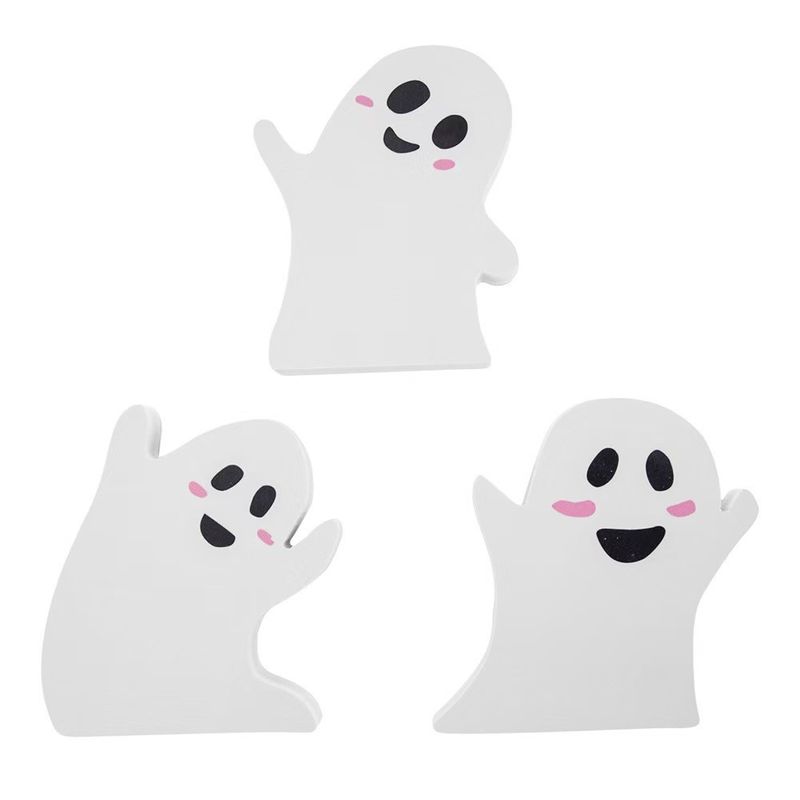 Haunted Wooden Halloween Ghost Decorations Set - Spooky Tabletop Party Decor, Creative Scene Props For Home & Party_voghion.com