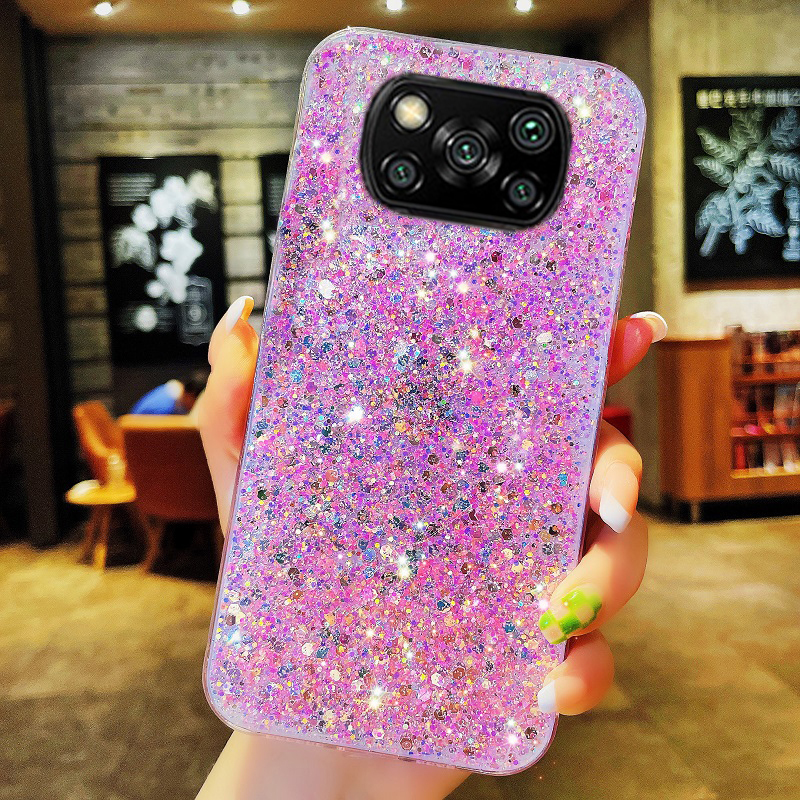 Läikiv sädelev silikoonümbris Xiaomi POCO X3 NFC M3 Pro Coque kullast hõbedast fooliumist pehme tagakaas_voghion.com