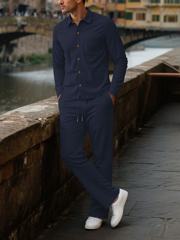 Neu Cord herren Vier Jahreszeiten Casual Button-Down-Hemd Strickjacke Langarm Hosen Anzug_voghion.com