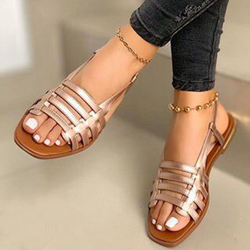 SHLIANG Summer Women Flat Premium Orthopedic Open Toe Sandals Vintage Anti-slip Leather Casual Female Platform Retro_voghion.com