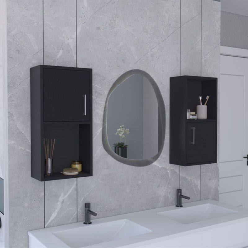 Open Bathroom And Closed Oba 2Pc Cabinet Medicine With Storage WallMounted_voghion.com