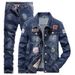 Chaqueta informal de dos piezas para hombre, holgada, de talla grande, versátil y moderna para estudiantes_voghion.com