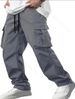 2024 Summer New Men's Cargo Drawstring Multi-Pocket Casual Long Pants_voghion.com