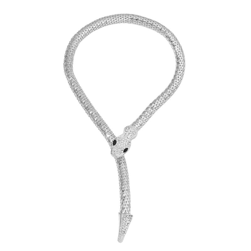 Gold Magnetic Snake Fashion Full Diamond Women's Necklace Personality Exaggeration Trend Versatile Light Luxury Clavicle Chain Magnetic Adsorption_voghion.com