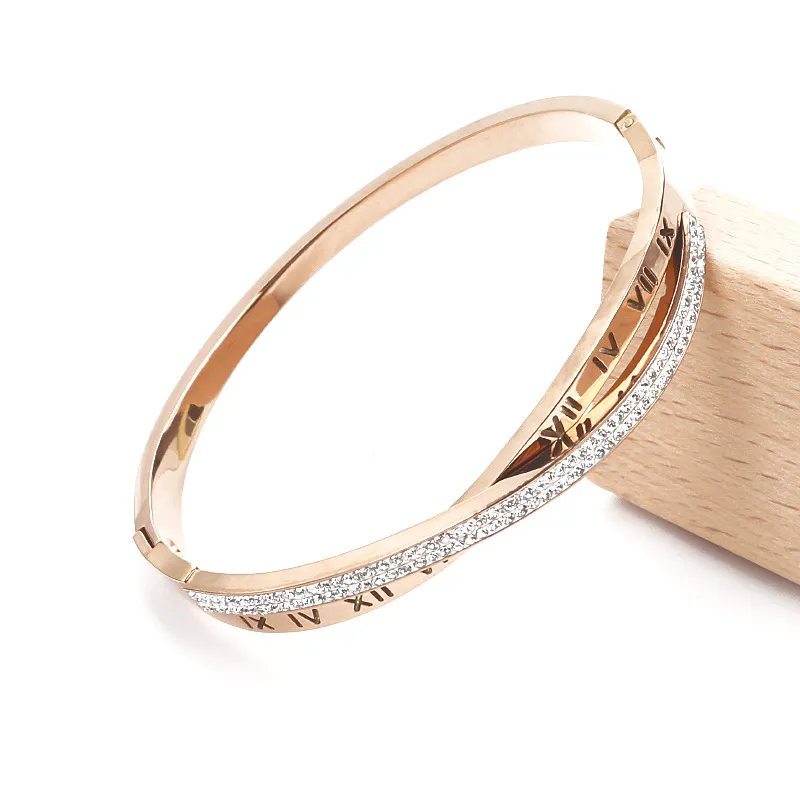 Roman Letters Titanium Steel Bracelet Hollow Female Letter Buckle Bracelet K Gold Star Bracelet_voghion.com