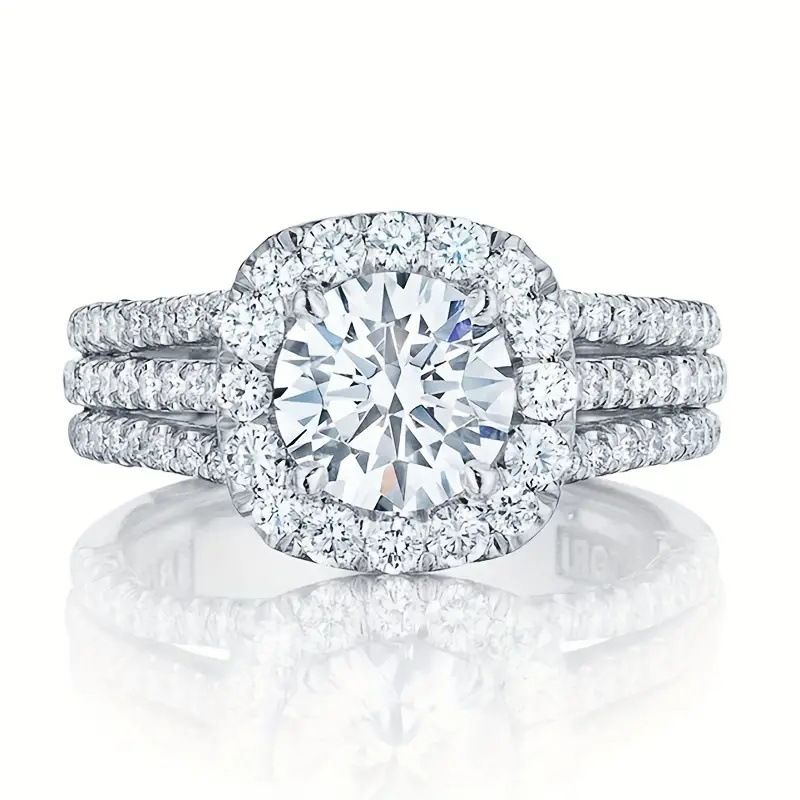 Bridal Fashion Fashion Luxury Sparkling Diamond Copper Diamond Zircon Ring Valentine's Day Birthday Anniversary Gift Engagement Proposal Wedding Ring_voghion.com