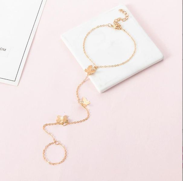 F478 Butterfly Double Layer Beach Bohemian Ethnic Style Creative Fashion Women's Anklet_voghion.com