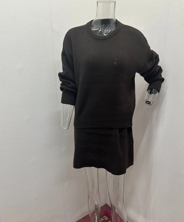 ​​Preppy-Strickset – Kombination aus Langarmpullover und A-Linien-Rock (Burgunderrot, Anthrazit, Schwarz, College-Casual)​​_voghion.com
