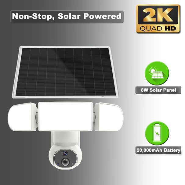 Kamera ogrodowa zewnętrzna 4MP bezprzewodowa lampa reflektorowa o niskim poborze mocy UBox kamera monitorująca energię słoneczną_voghion.com
