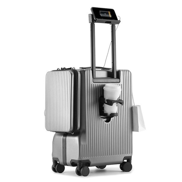 Priekšējā atveramā alumīnija rāmja ratiņu soma ar 20 collu mazu salona somu ar integrētu rāmja bagāžas kasti, mātes paroles ceļojumu soma_voghion.com