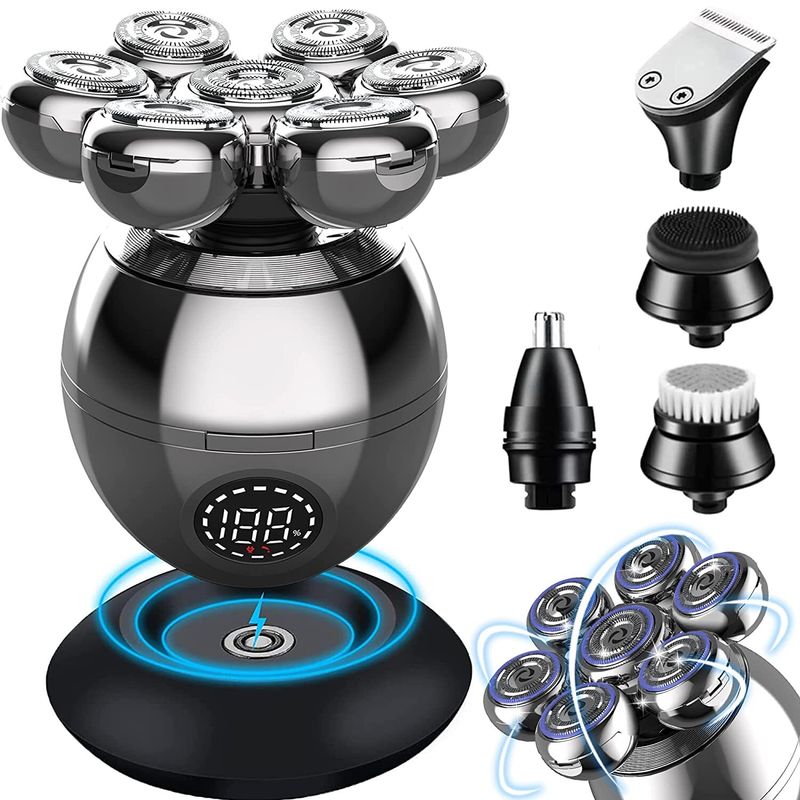 Rasoir électrique 7D à 7 têtes pour hommes, rasoir pour barbe chauve, crâne et poils_voghion.com