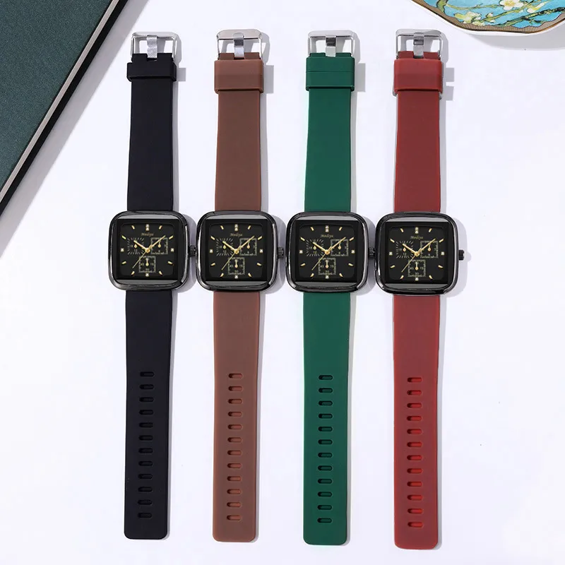 Women's Minimalist Ins Fashion Square Quartz Silicone Tape Student Watch_voghion.com