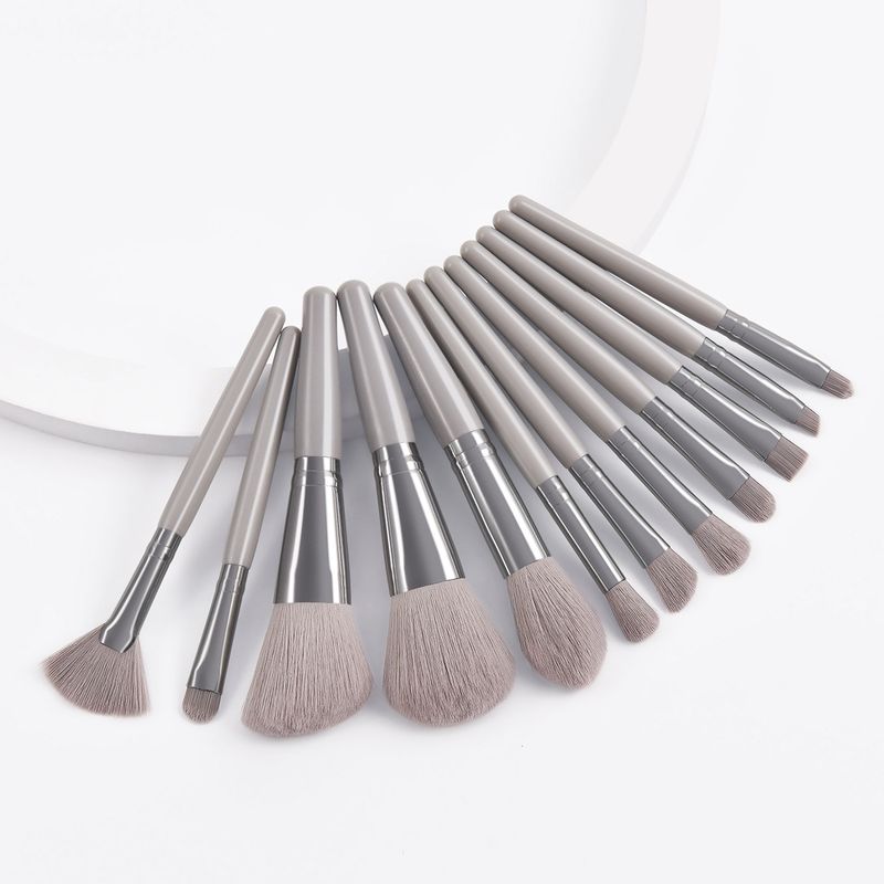 12 tragbares graues Make-up-Pinsel-Set_voghion.com