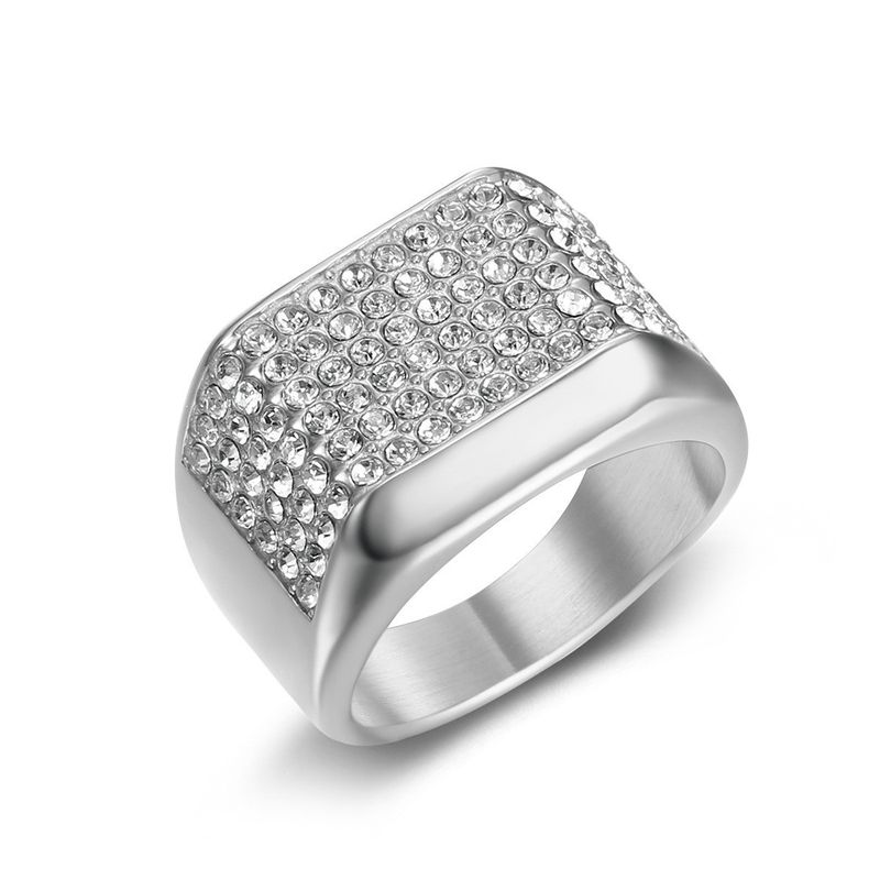 Anello da uomo alla moda in acciaio inossidabile placcato oro con diamanti, stile nightclub hip-hop_voghion.com