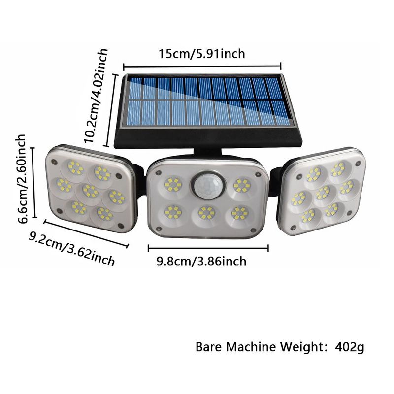 New new rural courtyard wall light waterproof floodlight light infrared three-head solar street light_voghion.com