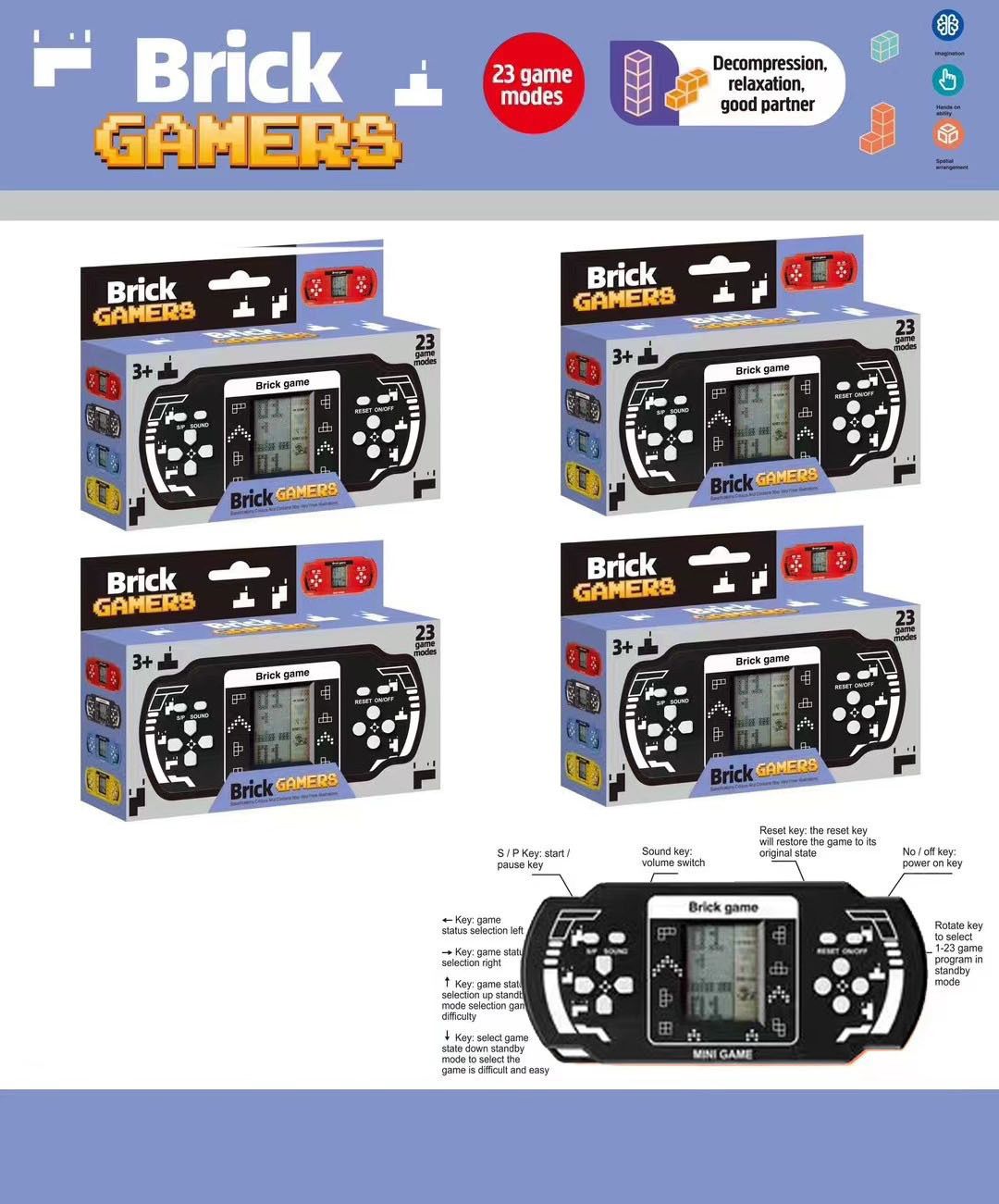 Consolas de videojuegos, consola portátil de Tetris, consola de juegos con imagen para niños, estilo INS, para ocio, rompecabezas de descompresión, juguete_voghion.com