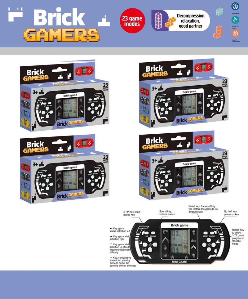 Video Game Consoles Handheld Tetris Game Console Children's Picture INS Style Leisure Decompression Puzzle Game Console Toy_voghion.com