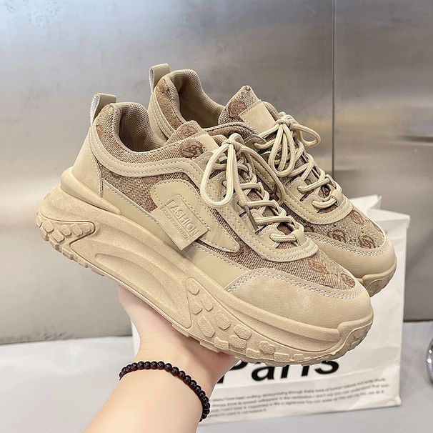 Sieviešu apavi Jauni pavasarīgi elpojoši audumi, visi atbilst studentu sportam, bieza dibena paaugstināšana skriešanas apavi_voghion.com