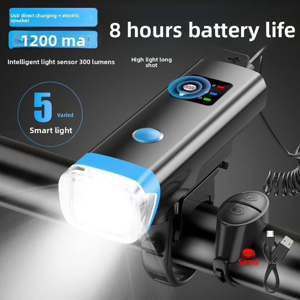 Front USB Rechargeable Cycling High Brightness Waterproof Sensor Mountain Bike Night Riding Bicycle With Horn Light_voghion.com
