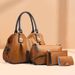 Vintage-Inspired 3-Piece Tote & Shoulder Bag Set – Stylish PU Handbag For Women With Detachable Straps (Green, Light Brown, Black)_voghion.com