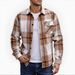 Men's Clothing Flannel Jacket With Turn-Down Collar, Long Sleeve Casual Coat For Spring & Autumn, Lightweight & Warm, Plaid Pattern, 10 Colors_voghion.com