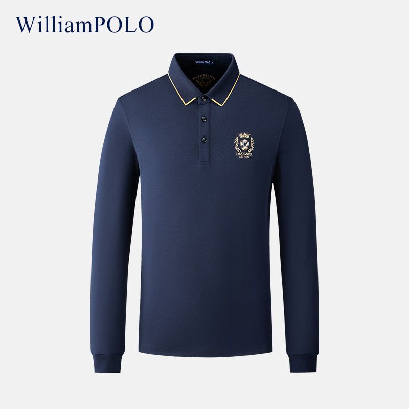 Herrenbekleidung Emperor Pauls neues besticktes Poloshirt mit langen Ärmeln für Herren, Langarm-T-Shirt für Frühling und Herbst, passend für alle Papas_voghion.com