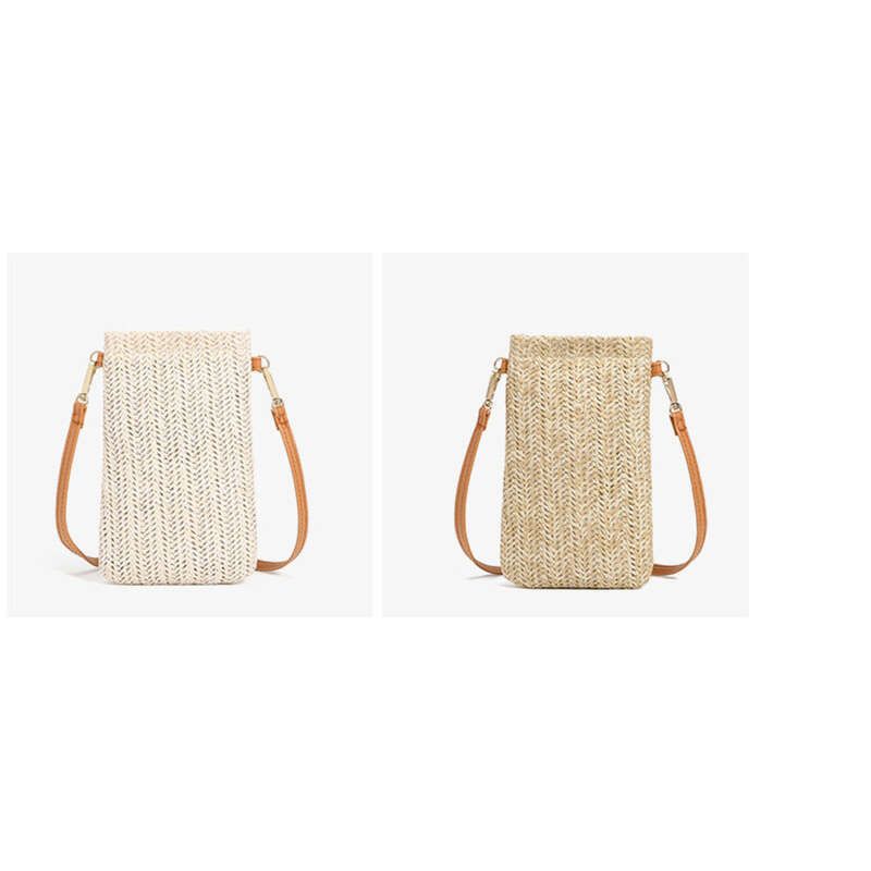Summer Beach 2025 New Women'sShoulder Slanting Vertical Cell Phone Bag Straw Coin Purse_voghion.com