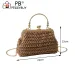 Woven Tote Summer Chain Female Clutch Simple Texture Dinner Party Handmade Casual Elegant Fashion Portable Evening Bag_voghion.com