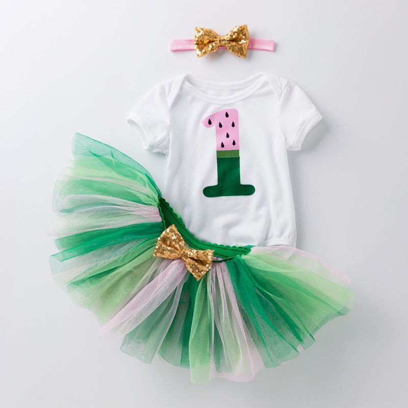 Babykläder nya babykläder tecknad vattenmelon hamnrock tutu kjol kostym kvinnlig baby bustier födelsedagsdräkt_voghion.com