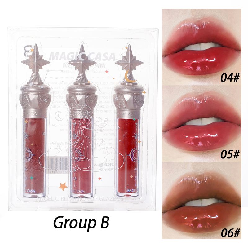 Specchio 3 pz/set Inizio Acqua Lucidalabbra Durata Non-marking Rosso Sexy Impermeabile Idratante Liquido Rossetto a prova di bastone_voghion.com