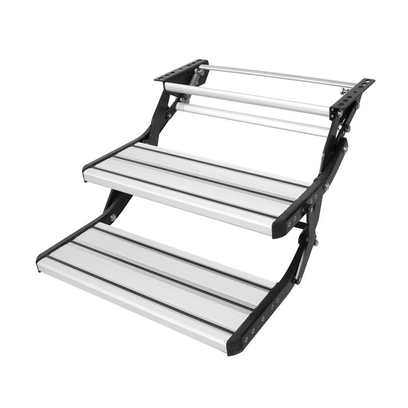 VEVOR RV Steps, 2-Step, Manual Retractable RV Stairs, Foldable, 440 LBS Load Capacity, Aluminum Alloy Steps, Thickened Steel Plate, Non-Slip Steps For Safe Entry And Exit, RV, Trailer, Camper Steps_voghion.com