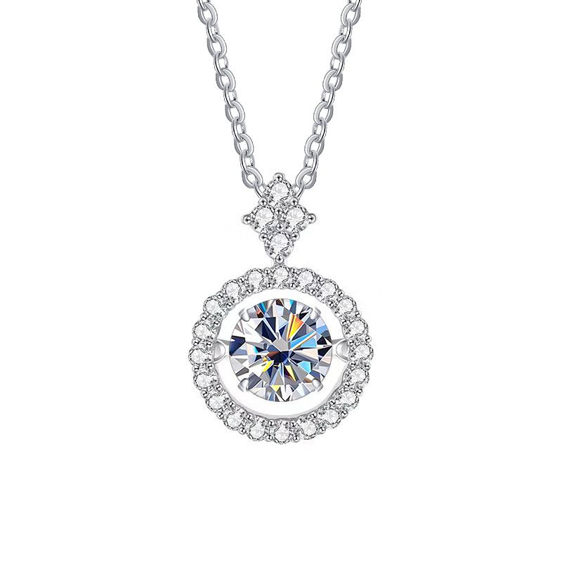 Tancise 0,8 CT 6mm Moissanite Anhänger Halskette Für Frauen Schlagendes Herz Sterling Silber Runde Brillant Kette Mit GRA_voghion.com