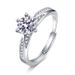 S Pure Silver Korean Edition Three Rows Six Claw Mosang Stone Diamond Ring, Small and Cold Style Couple Folding_voghion.com