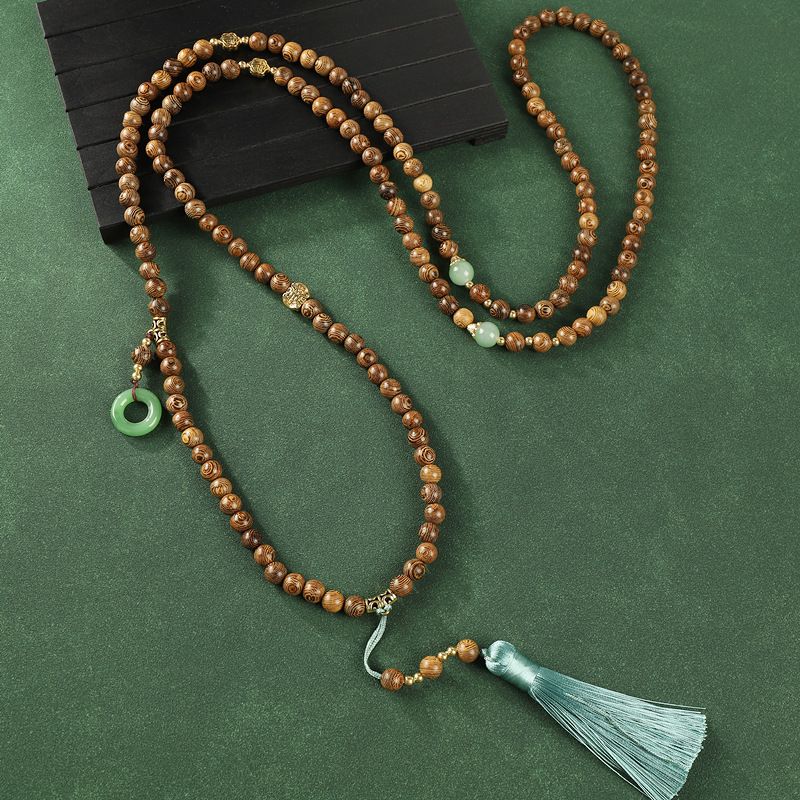 Nuova collana con tracolla in stile cinese, stile nazionale, con perline di Buddha, cipresso e nappe, cheongsam con catena posteriore._voghion.com