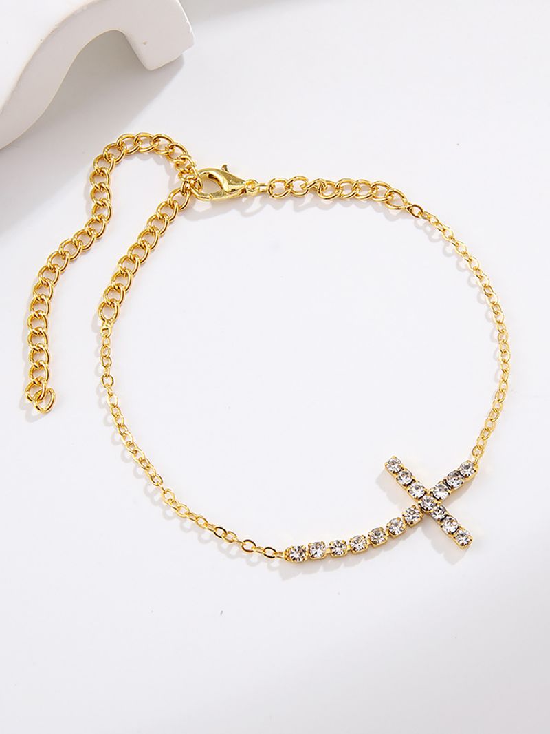 New Rhinestone Pendant Tennis Butterfly Heart-shaped Infinite Anklet Fashionable And Simple Jewelry Gift_voghion.com