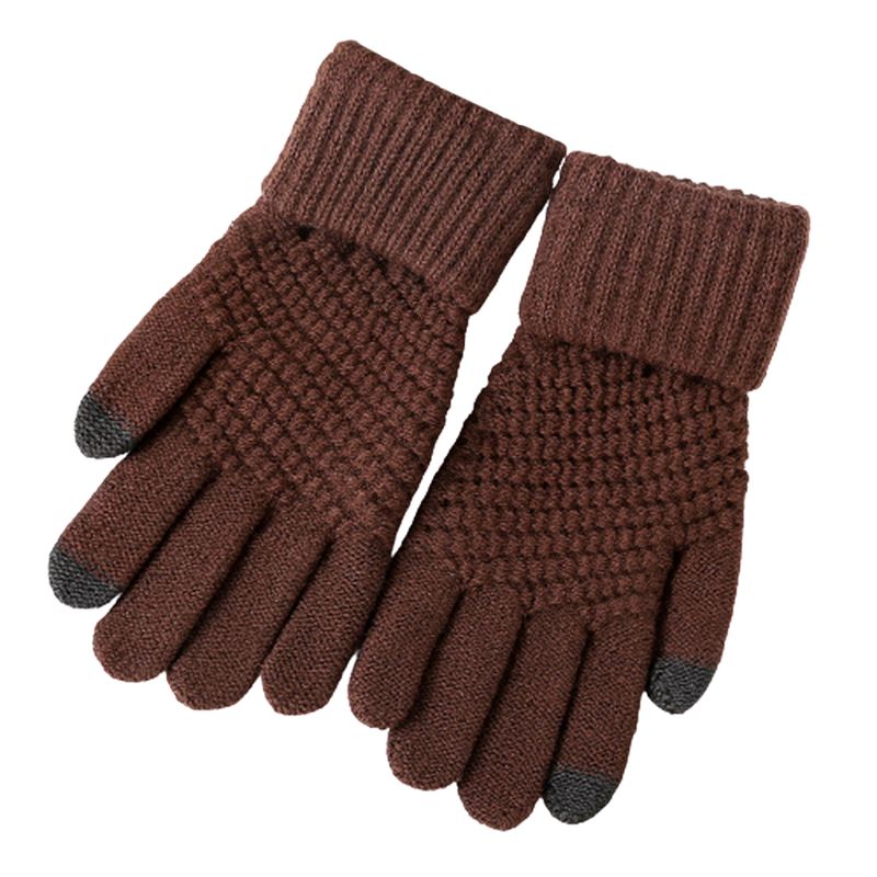 1 par de guantes de invierno antideslizantes para hombre y mujer de Zhuoxinder, tejidos con pantalla táctil, cálidos, color negro_voghion.com