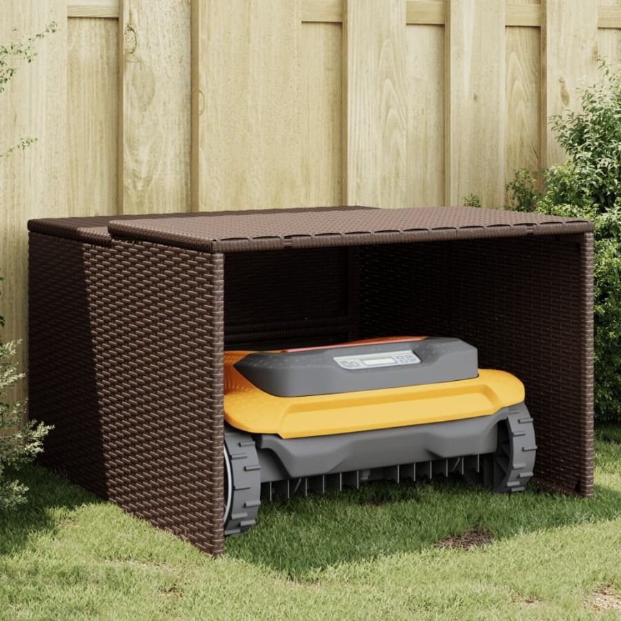 Poly 33.9x35.4x20.5 22.4 Garage Rattan Robot Mower Brown_voghion.com