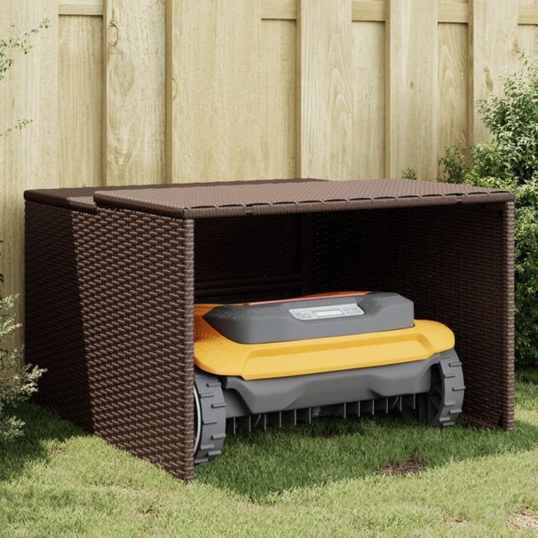 Poly 33.9x35.4x20.5 22.4 Garage Rattan Robot Mower Brown_voghion.com