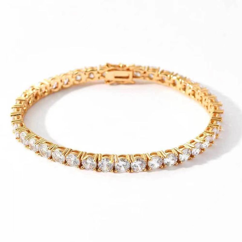 Moissanite 30 Points Tennis Chain Men And Women S Sier Full Row Dia Hip-Hop Bracelet Jewelry_voghion.com