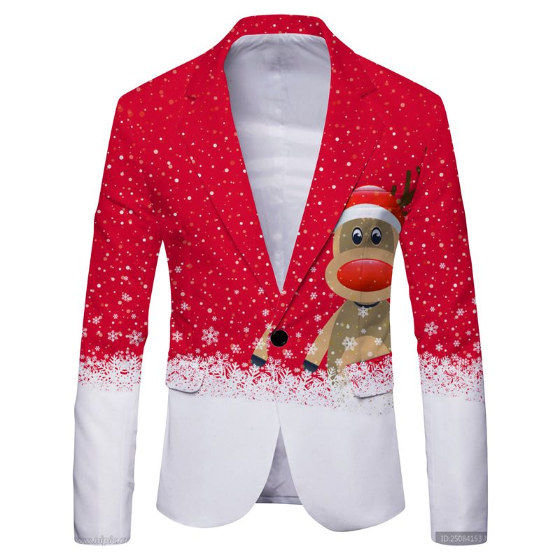Herrenbekleidung Winter Neue Weihnachten Eis und Schnee Festival Digitaldruck Ein Knopf Anzug Jacke Anzug_voghion.com