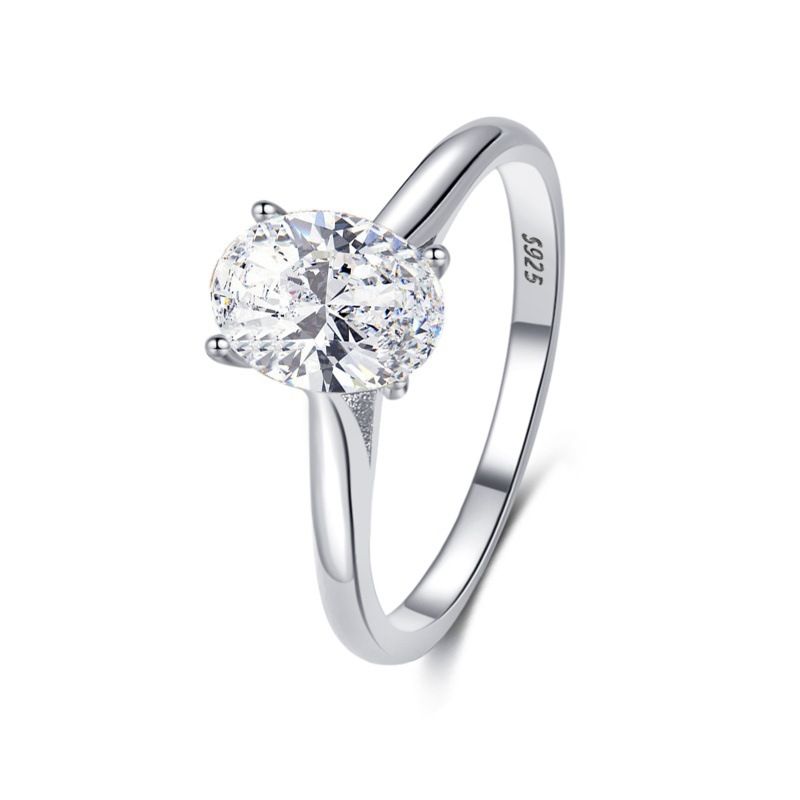 Anello da donna semplice con zircone ovale intarsiato in argento puro alla moda del 2025 per fidanzamento da donna_voghion.com