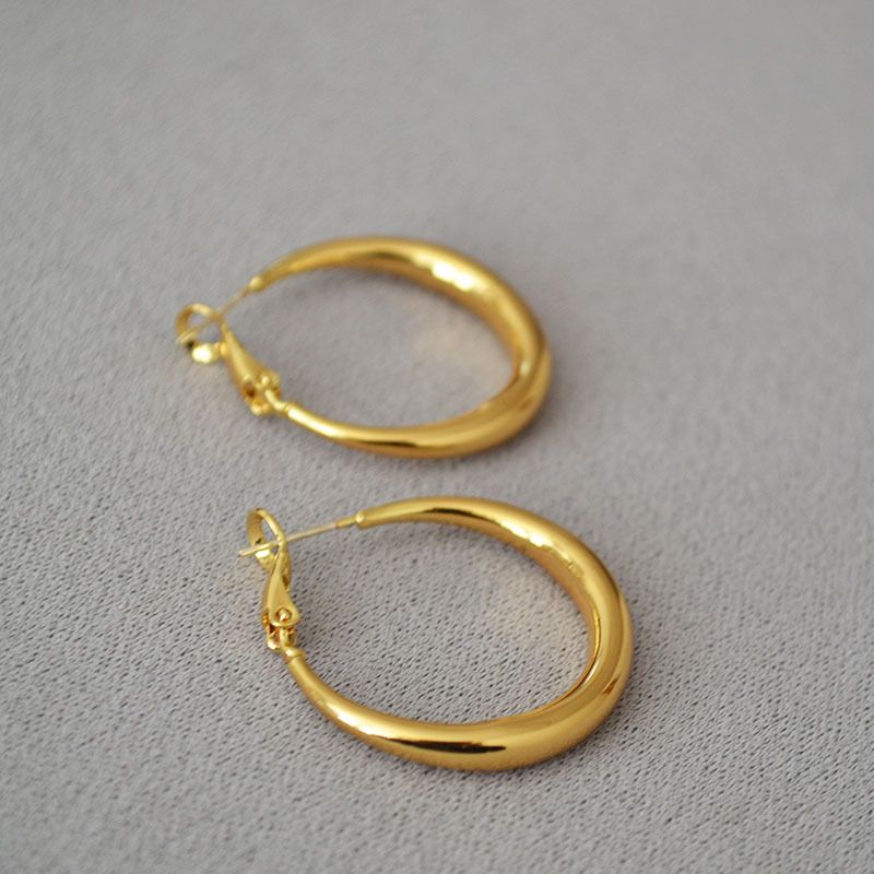 Orecchini a cerchio semplici in argento con ago, eleganti, versatili, di alta qualità, per le donne, pendenti oversize_voghion.com