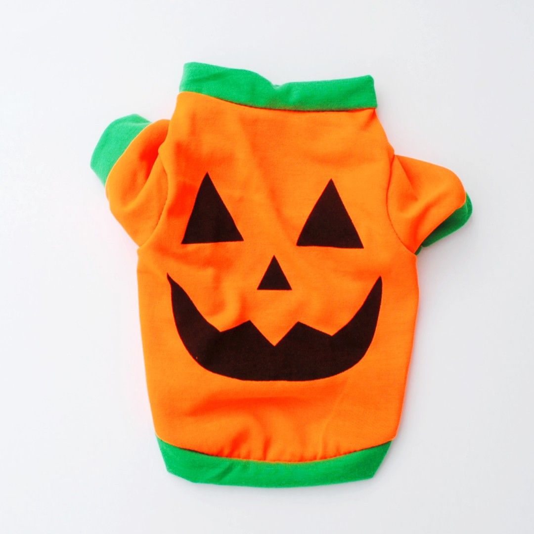 New Spring And Autumn Dog Clothes T-shirt With Sleeves Breathable Comfortable Halloween Pumpkin_voghion.com